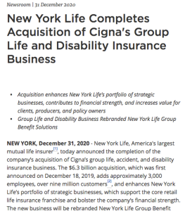New York Life Press Release Example