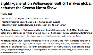 Volkswagen press release example