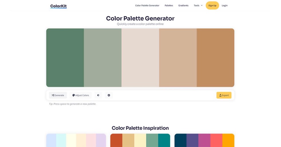 Color Palette Generator Websites Colorkit