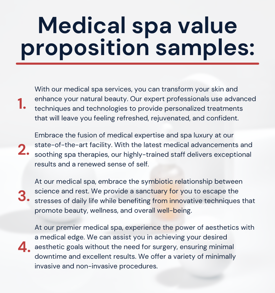 Medical Spa Value Proposition Examples
