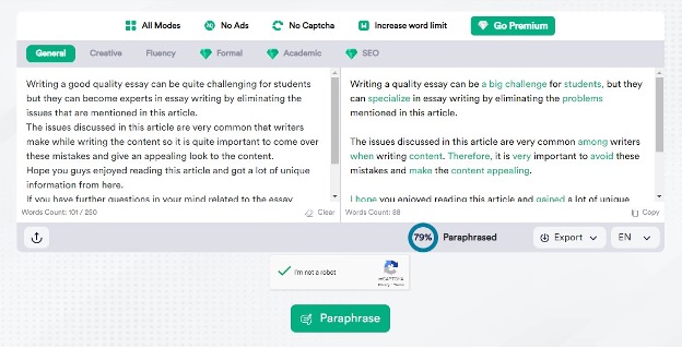 Paraphraser Tool for Essay Writing