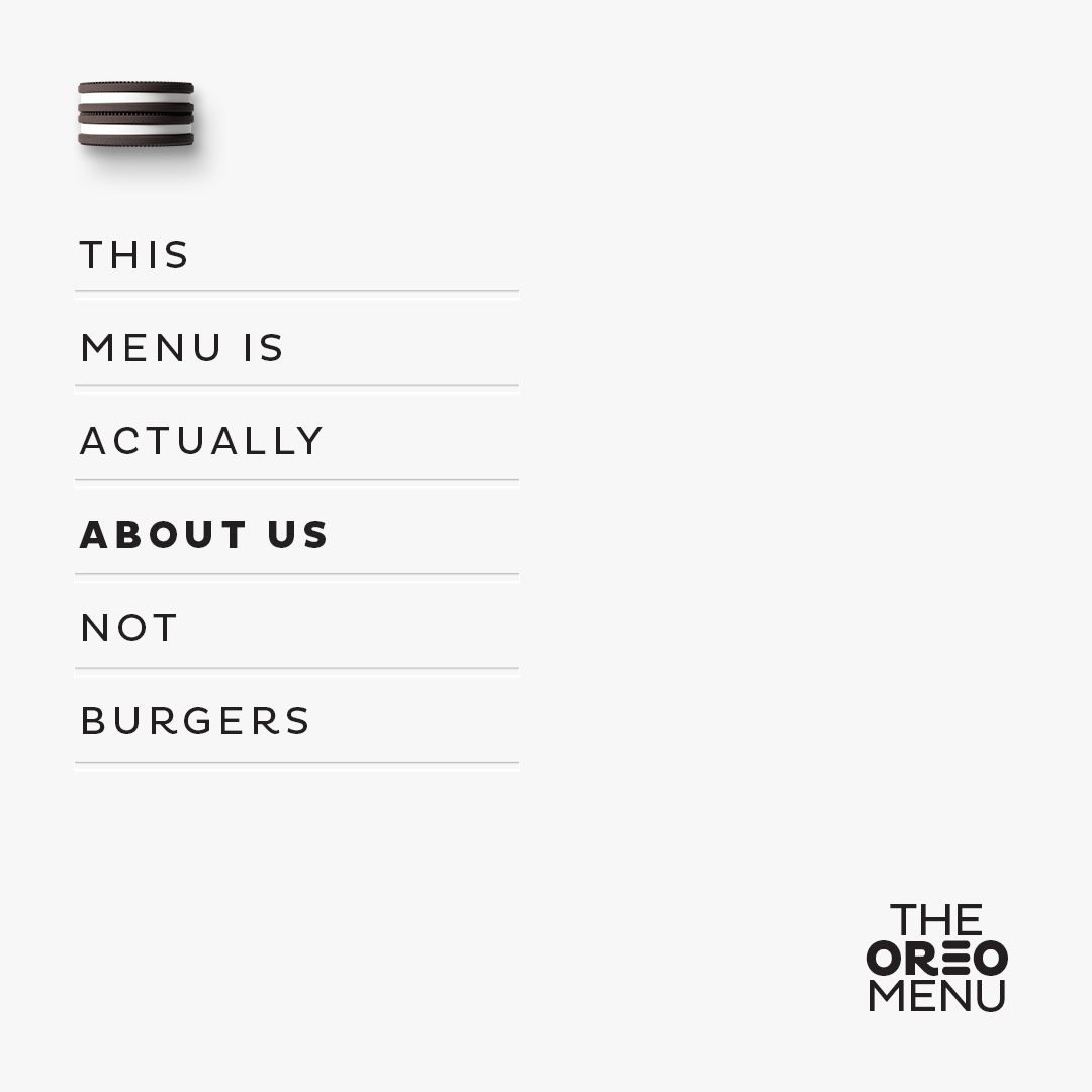 The Oreo menu